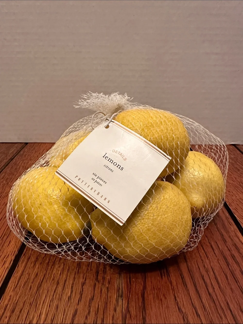 Pottery Barn Yellow Decorative Faux Lemons in Mesh Bag